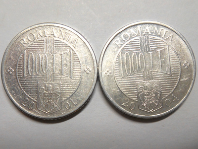 Romania. 1000 lei 2001, 2004.