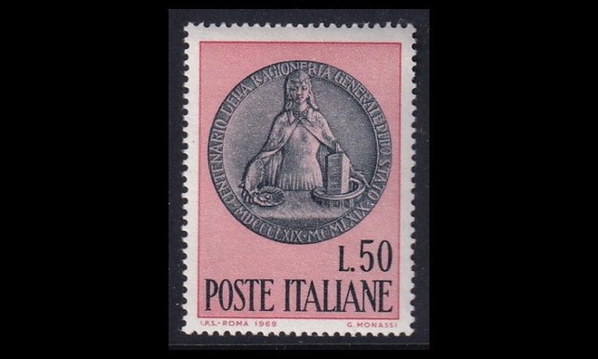 Italia 1294 ** Valtion tarkastusvirasto 100v (1969)