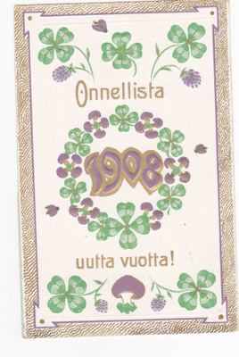 POSTIKORTTI ONNELLISTA UUTTA VUOTTA v.1908