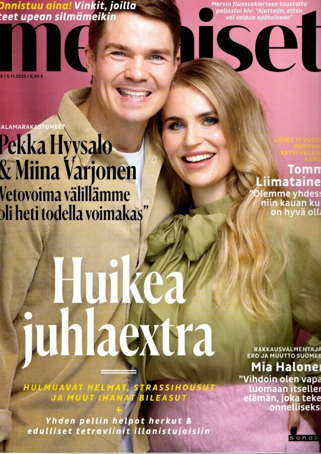 Me Naiset n:o 45 2025 Pekka & Miina. Minna, Emilia. Mia. Tom