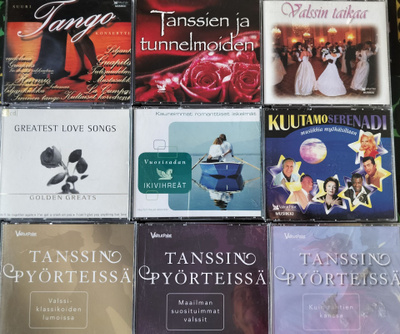 9 KPL ULKOM./SUOMAL.TANSSIMUSIIKKI CD-KOKOELMIA YHT.33 CDtä