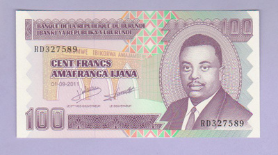 Burundi 100 Francs v.2011 UNC P-44