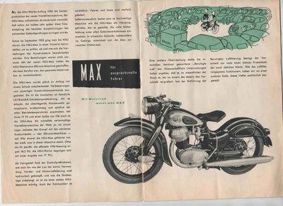 NSU-MAX : myyntiesite 8 sivua (1950-luvulta ), auf deutch