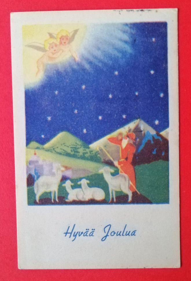Vanha joulukortti kulk. 1940