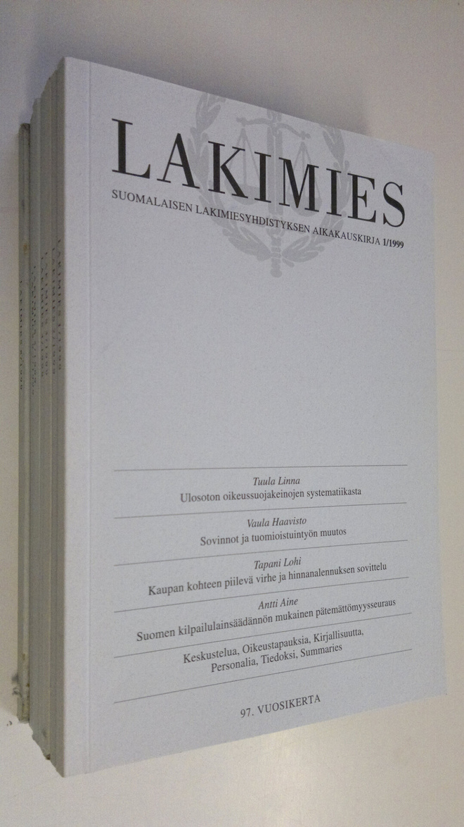 Lakimies vuosikerta 1999 (7 lehteä) : Suomalaisen lakimie...
