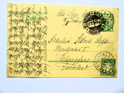 1909 Baijeri kortti Suomeeen ruukinpatruunalle