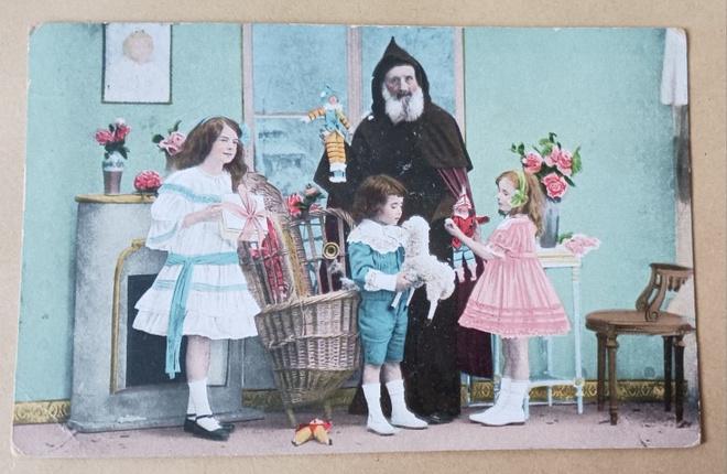 Joulu-ukko jakaa lapsille lahjat, p. 1915