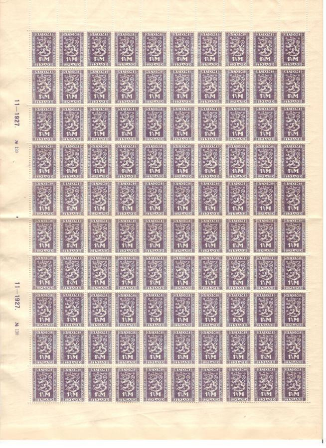 v. 1927 itsenäisyys 10v-arkkisarja, **
