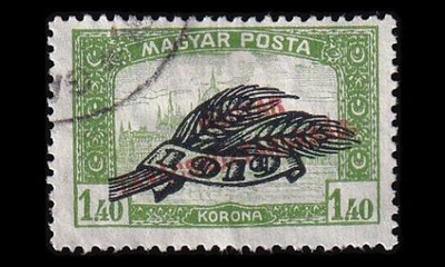Unkari 307 o Parlamenttitalo vehnäntähkä pp 1.40 Kr (1920
