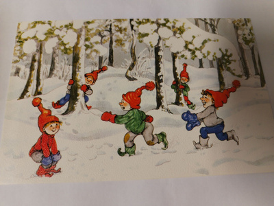 Vanha joulu kortti, kulkematon.
