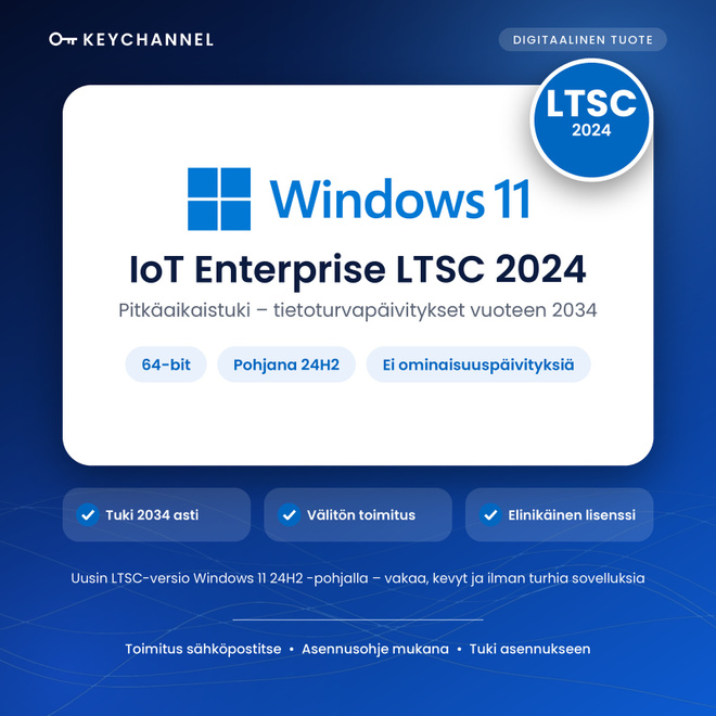 Win 11 IoT Enterprise LTSC 2024 – tukea vuoteen 2034 asti