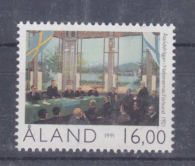 1991 åland 16 mk itsehallinto postituoreena.