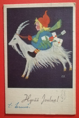 Vanha joulukortti kulk. 1944