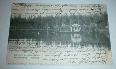 Hämeenlinna Karlbergin joutsenlampi + huvimaja, p. 1905