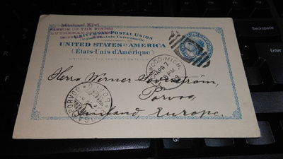 Usa - Porvoo UPU Ehiökortti 1899 26/11
