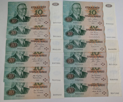 10 Markkaa 1980 12 kpl