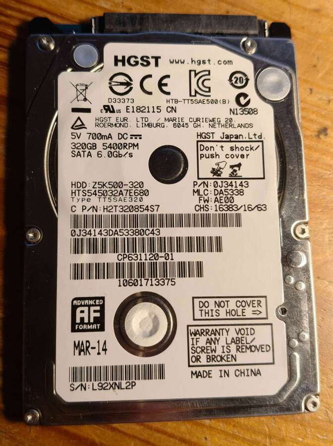 320GB 2,5" kiintolevy