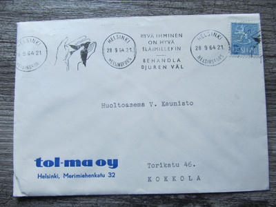 TOL-MA OY......Helsinki, firmakuori -64. Mainosleimaus.