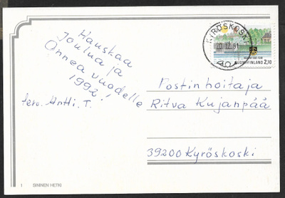 Postil. - Iisalmi 100v. (LAPE 1152) Kyröskoski 20.12.91