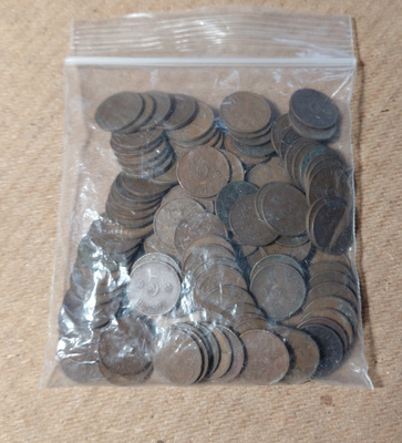 5 penniä Cu 1918- 1939 320 g