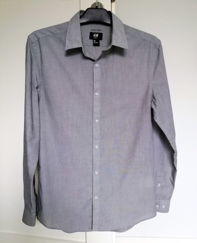 H&M MAN, miesten harmaa kauluspaita (S-koko)