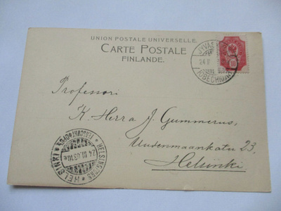 1903 Jyväskylä kortti professori piispa Jaakko Gummerus Hki