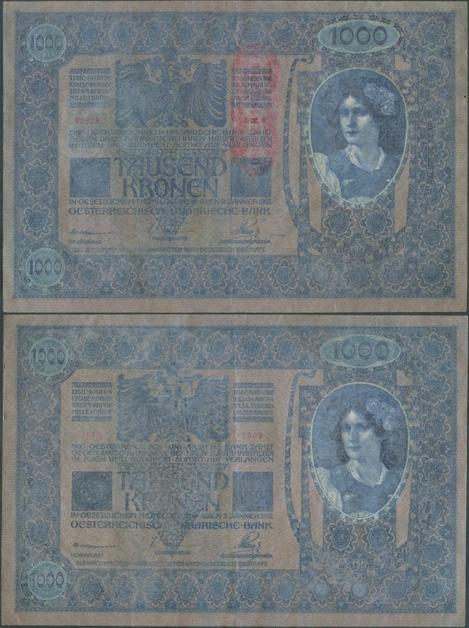 Itävalta-Unkari 1000 Kronen 1902 isokokoinen seteli!!