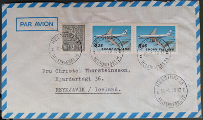 Lentokirje Helsinki-Reykjavik 1970, HUOM! Lentolisä