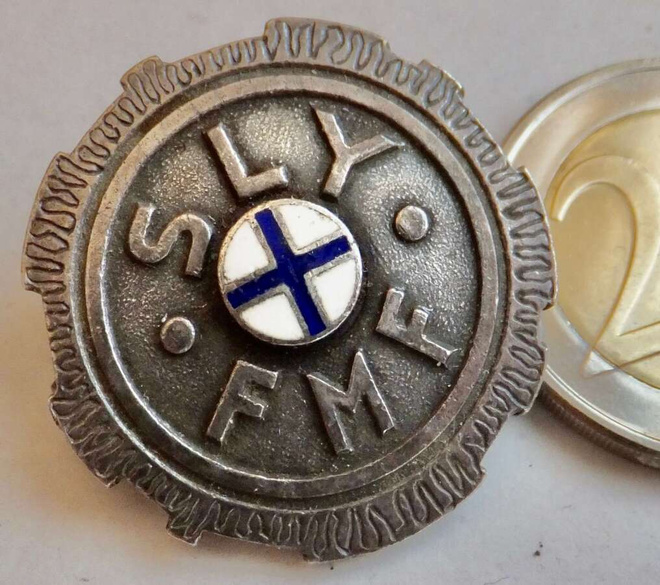 VANHA Merkki SLY FMF Suomen Lippu Hopeaa 1957 Numeroitu