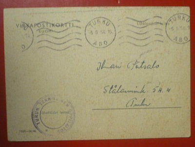 Virkapostikortti - Kauppa- ja teollisuusministeriö 1956