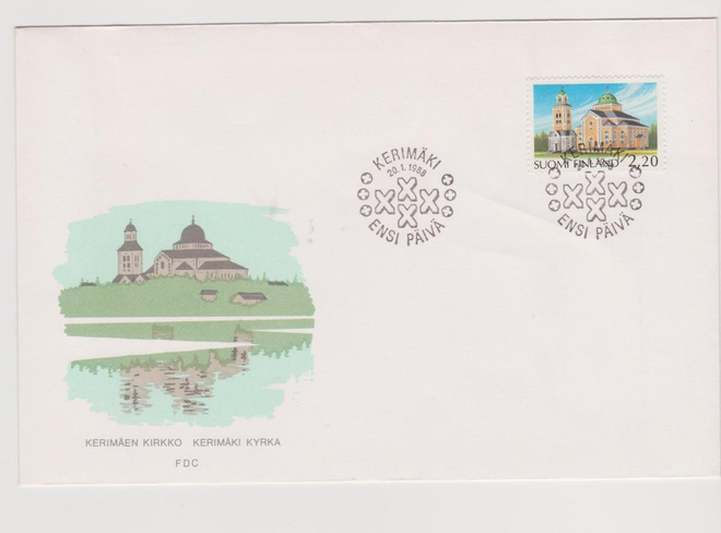 FDC 1988 Yleismerkki 2,20 mk Kerimäen kirkko