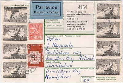 M63 1964 paketti lentopostitse Kemijärveltä Helsinkiin