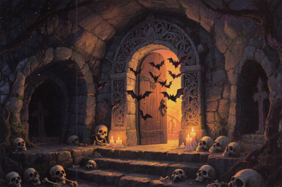 Halloween pääkallot ja lepakot