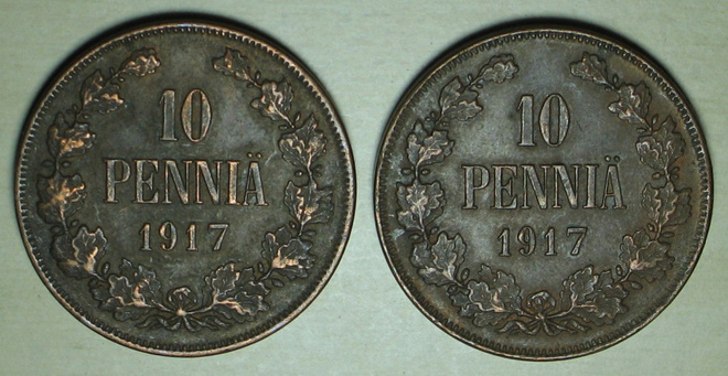 1917 SUOMI  10 PENNIÄ x 2kpl