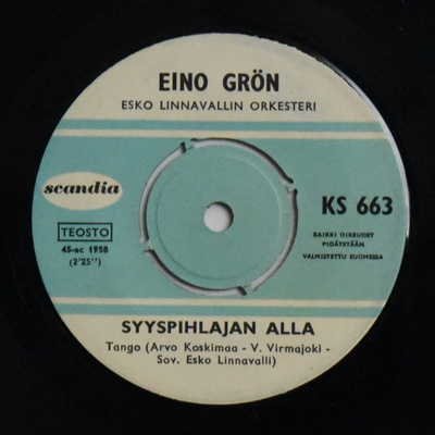 Single: Grön, Eino - Tuuleen kirjoitettu / Syyspihlajan alla