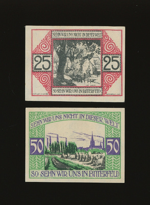 Saksa Notgeld 25, 50 Pfennig, Bitterfeld 1920