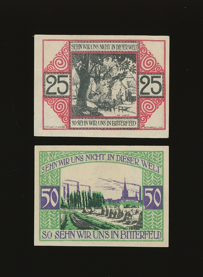 Saksa Notgeld 25, 50 Pfennig, Bitterfeld 1920