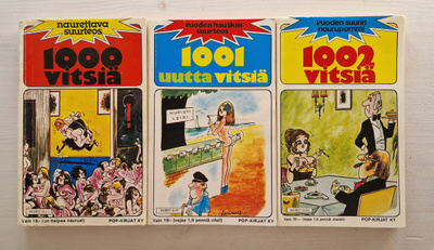 1000 / 1001 / 1002 vitsiä -vitsikirjat (1980) - 3 kirjaa