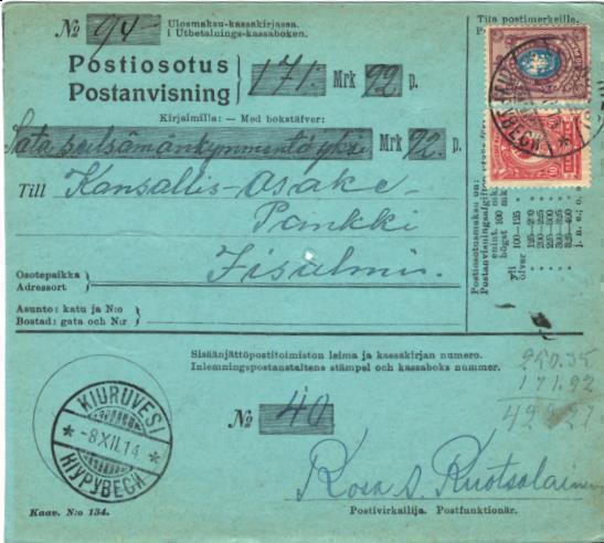 POSTILÄHETYS KIURUVESI-IISALMI
