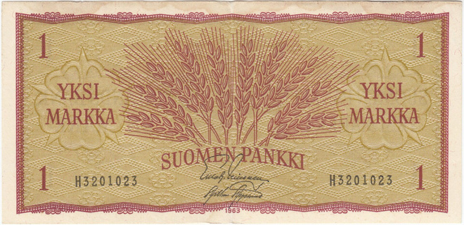 1 Markka 1963 H-sarjaa, kl.4