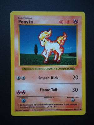 Pokemon kortti Shadowless Ponyta base set