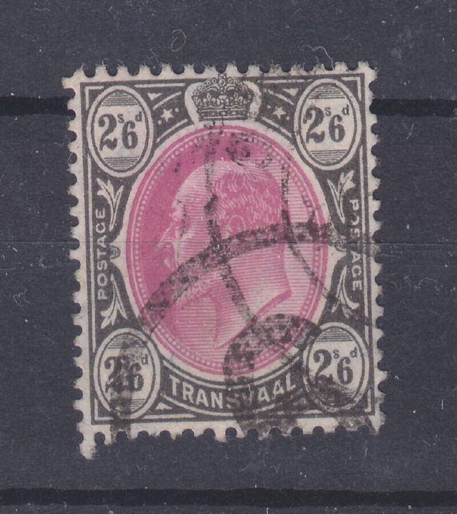 Transvaal 1904-8  2sh 6p merkki leimattuna