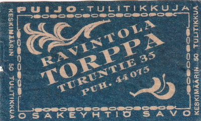 Helsinki, Ravintola Torppa. Turuntie 35   8/3