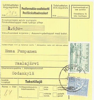 M54 1959 postiennakkopaketti