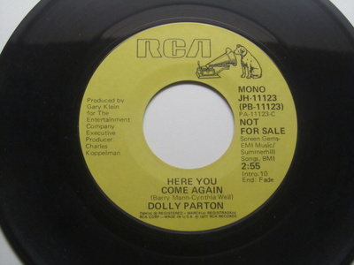 Dolly Parton: Here You Come Again  7" Promosingle  1977