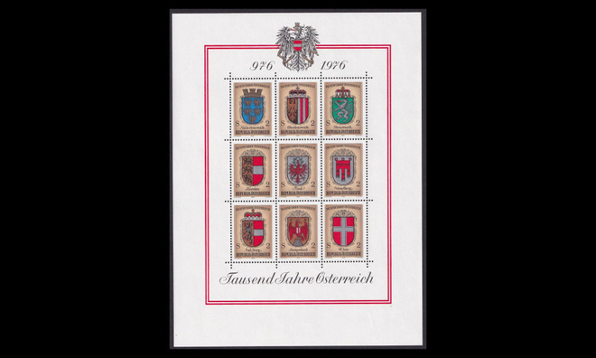 Itävalta 1522-30BL4 ** Liittovaltioiden vaakunointa (1976)