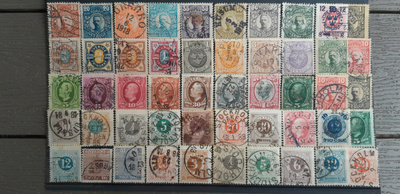 RUOTSI n. 1800 luku - 1920 LEIMATTUJA postimerkkejä 50 kpl