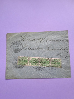 KAIPIAINEN - HELSINKI 1899 POSTILÄHETYSKUORI