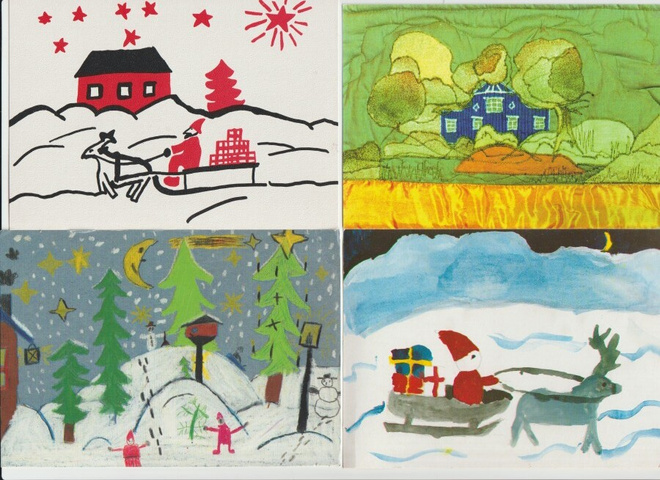 Lasten ja nuorten piirtämiä  No 2  , 4kpl ,(15.2.25)