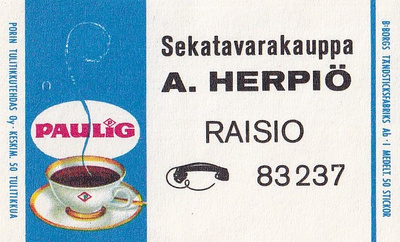 Raisio. A. Herpiö, Paulig   b431